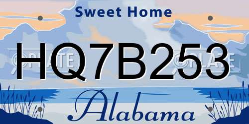 HQ7B253 Alabama License Plate