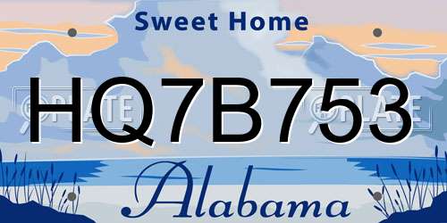 HQ7B753 Alabama License Plate