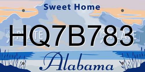 HQ7B783 Alabama License Plate