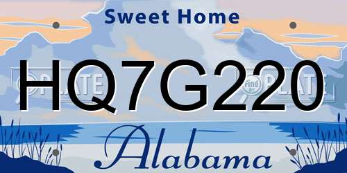 HQ7G220 Alabama License Plate