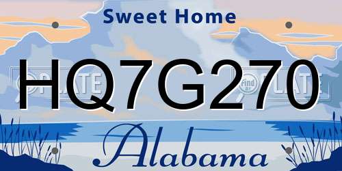 HQ7G270 Alabama License Plate