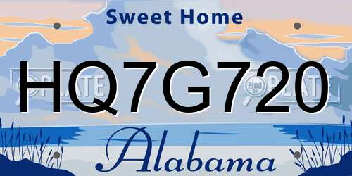 HQ7G720 Alabama License Plate