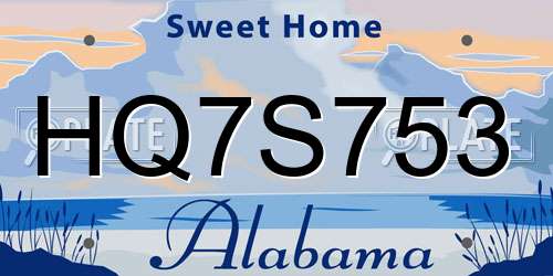 HQ7S753 Alabama License Plate
