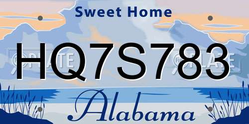 HQ7S783 Alabama License Plate