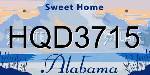 HQD3715 Alabama License Plate