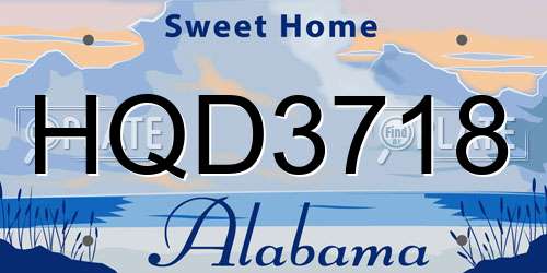 HQD3718 Alabama License Plate