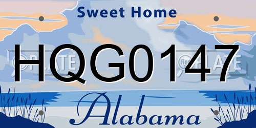 HQG0147 Alabama License Plate