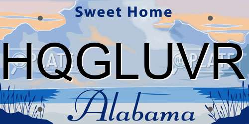 HQGLUVR Alabama License Plate