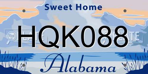 HQK088 Alabama License Plate