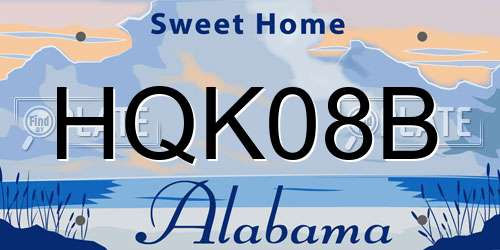 HQK08B Alabama License Plate