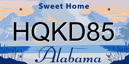 HQKD85 Alabama License Plate