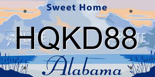 HQKD88 Alabama License Plate