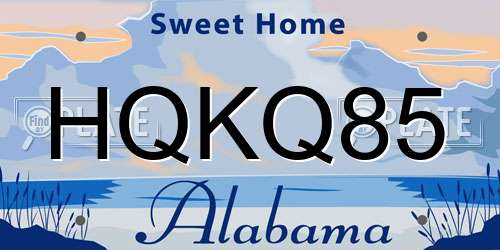 HQKQ85 Alabama License Plate
