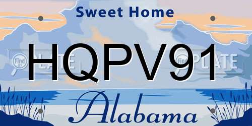 HQPV91 Alabama License Plate
