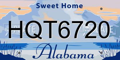 HQT6720 Alabama License Plate