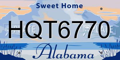 HQT6770 Alabama License Plate
