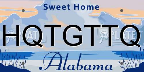 HQTGTTQ Alabama License Plate