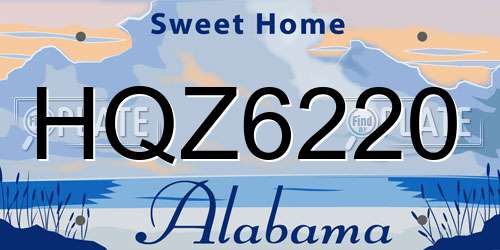 HQZ6220 Alabama License Plate