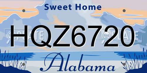 HQZ6720 Alabama License Plate