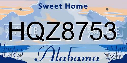 HQZ8753 Alabama License Plate