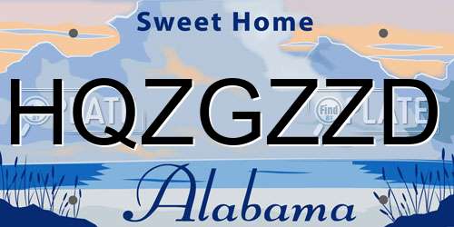 HQZGZZD Alabama License Plate