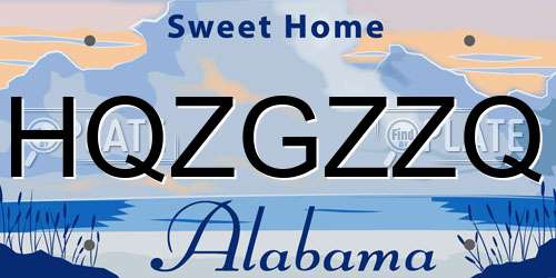 HQZGZZQ Alabama License Plate