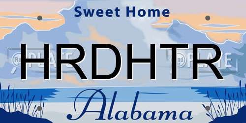 HRDHTR Alabama License Plate