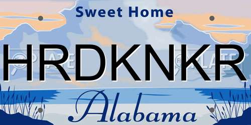 HRDKNKR Alabama License Plate