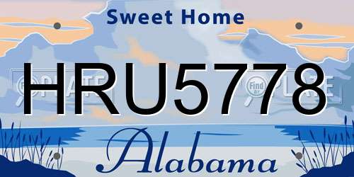 HRU5778 Alabama License Plate