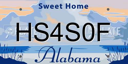 HS4S0F Alabama License Plate