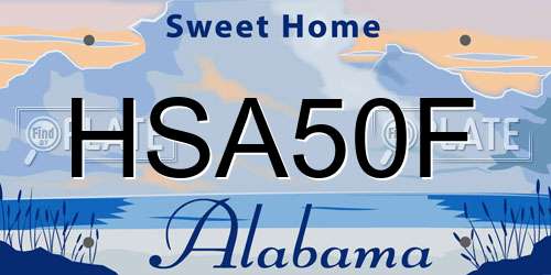 HSA50F Alabama License Plate