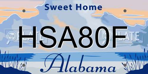HSA80F Alabama License Plate