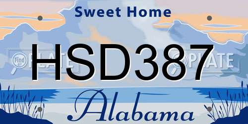 HSD387 Alabama License Plate
