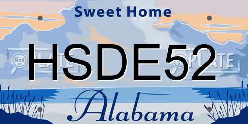 HSDE52 Alabama License Plate