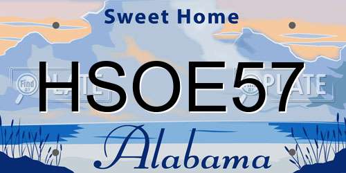 HSOE57 Alabama License Plate
