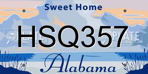 HSQ357 Alabama License Plate