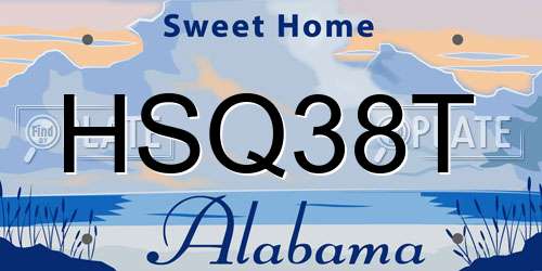 HSQ38T Alabama License Plate