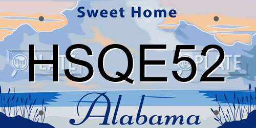 HSQE52 Alabama License Plate