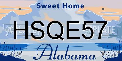 HSQE57 Alabama License Plate