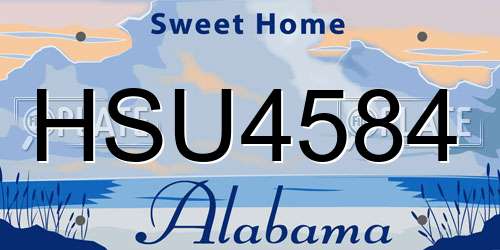 HSU4584 Alabama License Plate