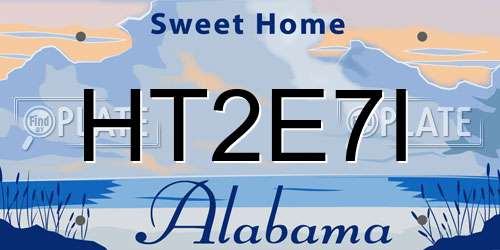 HT2E7I Alabama License Plate