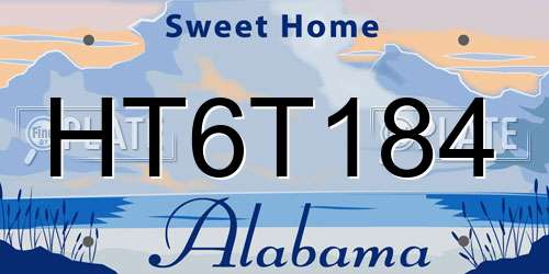 HT6T184 Alabama License Plate