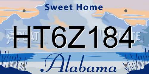 HT6Z184 Alabama License Plate