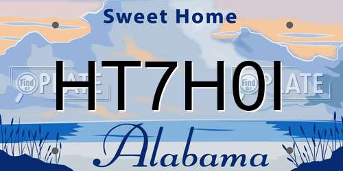 HT7H0I Alabama License Plate