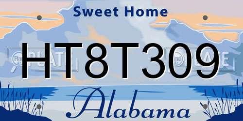 HT8T309 Alabama License Plate