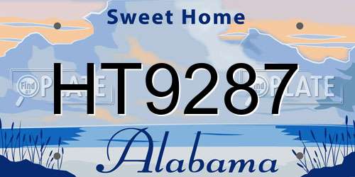 HT9287 Alabama License Plate