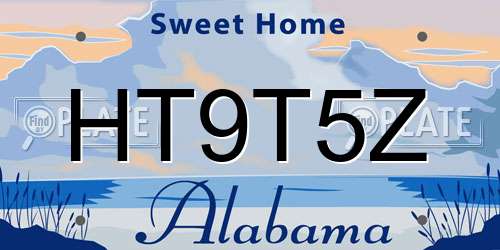 HT9T5Z Alabama License Plate