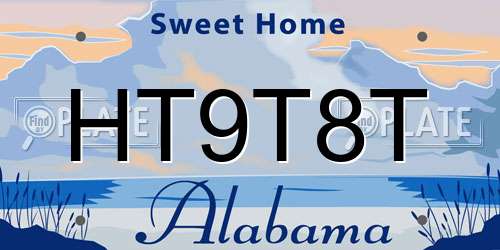 HT9T8T Alabama License Plate