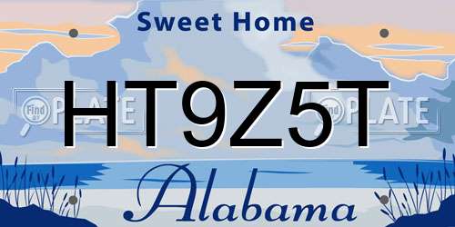 HT9Z5T Alabama License Plate