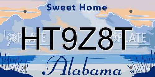 HT9Z8T Alabama License Plate